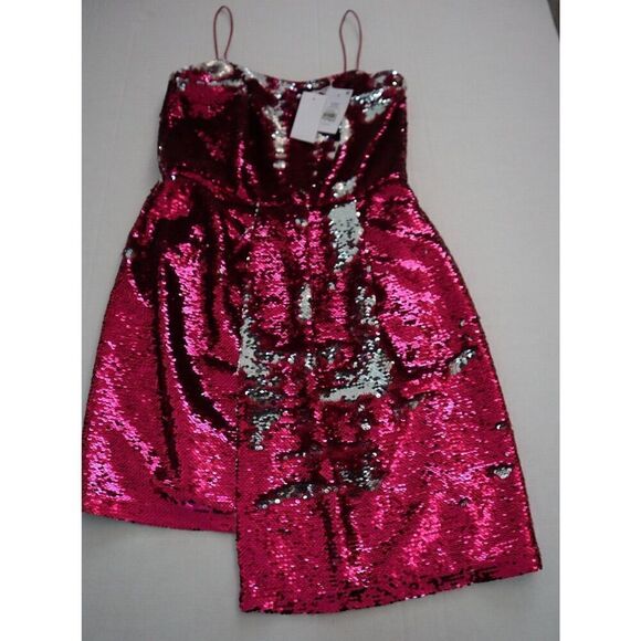 Derek Lam 10 Crosby TS01533SQ Women Sz 8 Fuchsia/Silver Sequined Mini Dress - Picture 10 of 16